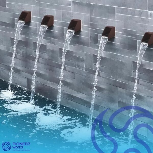 Waterfall in the form of a water line